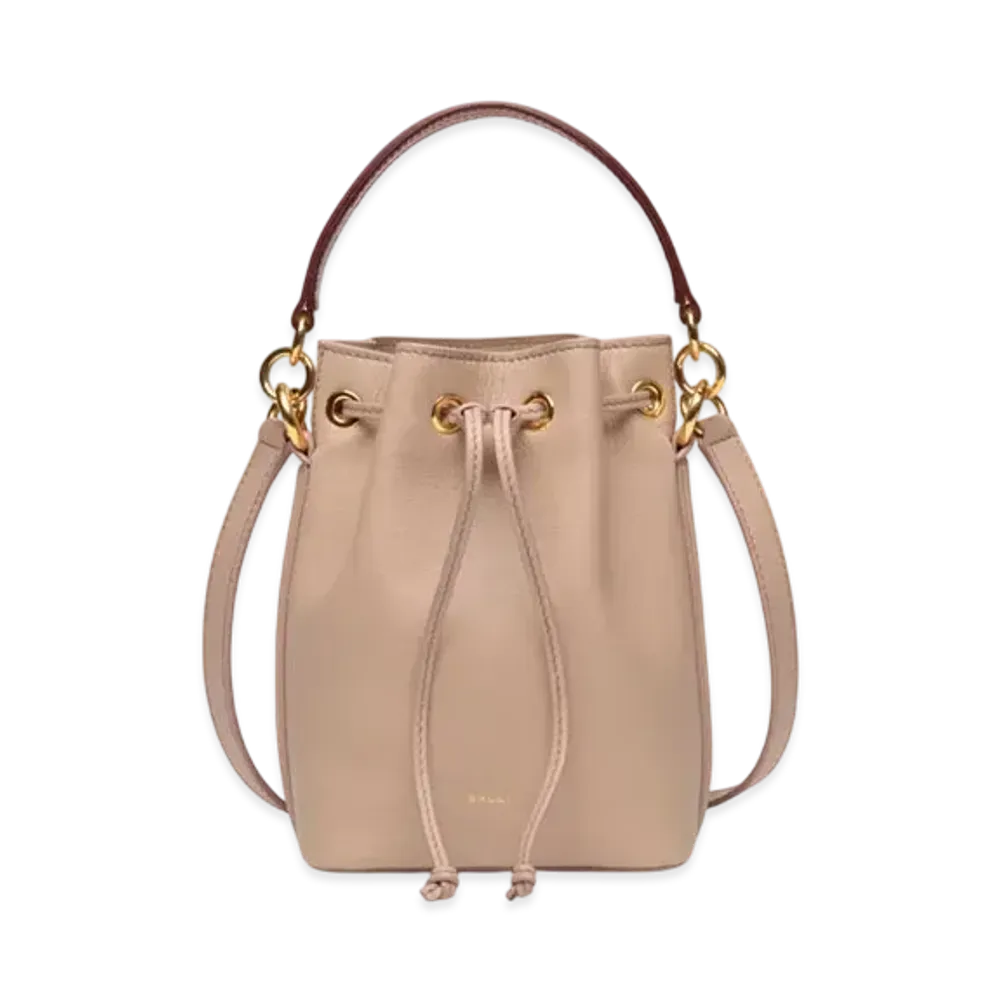 Bally Code Mini Bucket Bag In Light Beige Leather "Beige"