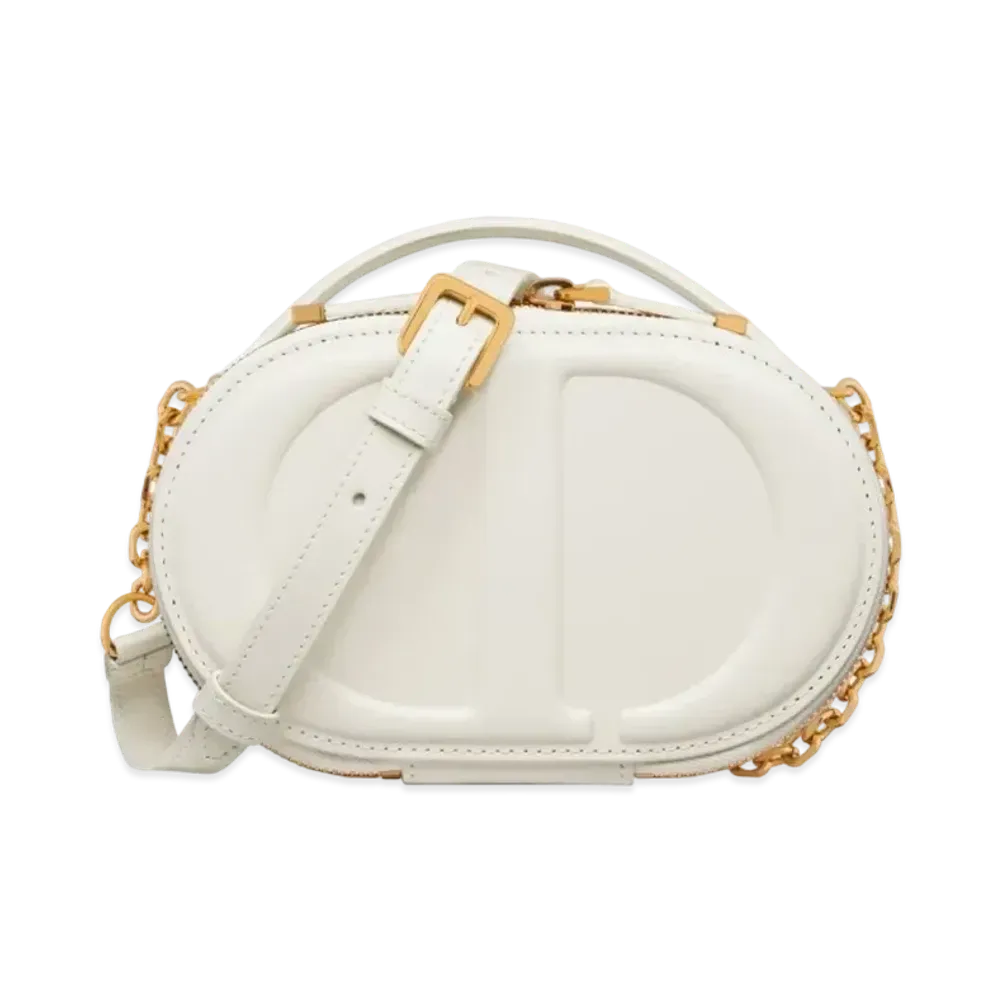 Dior CD Signature Oval Camera Bag Calfskin Embossed "Latte"