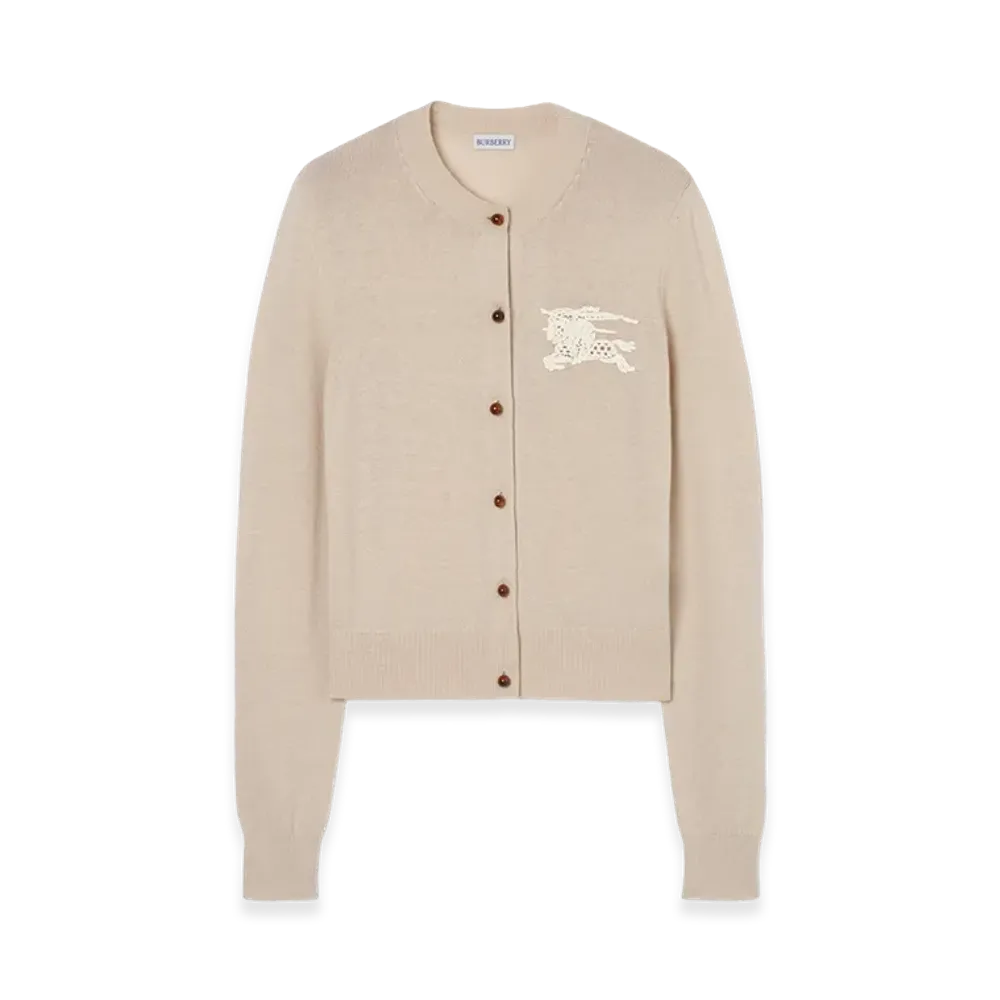Burberry Women's EKD Cotton Wool Cardigan "Easel Beige"