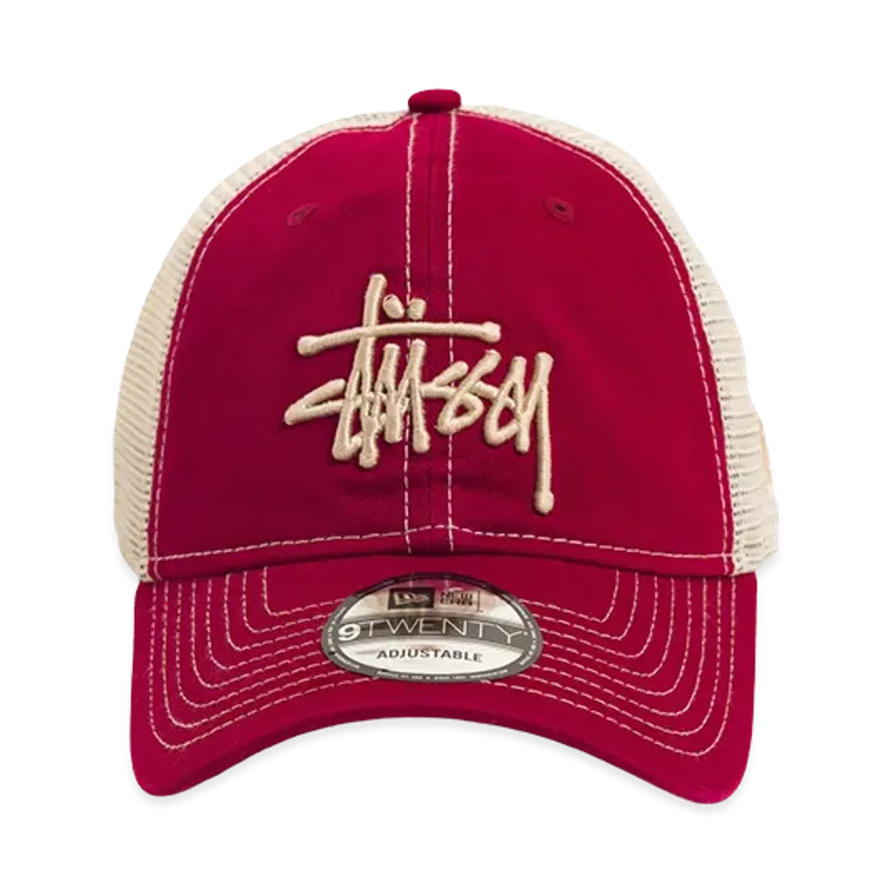 Stussy New Era 9Twenty Washed Basic Trucker "Cardinal"