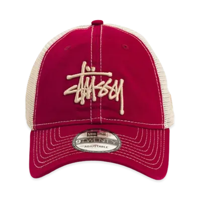 Stussy New Era 9Twenty Washed Basic Trucker "Cardinal"
