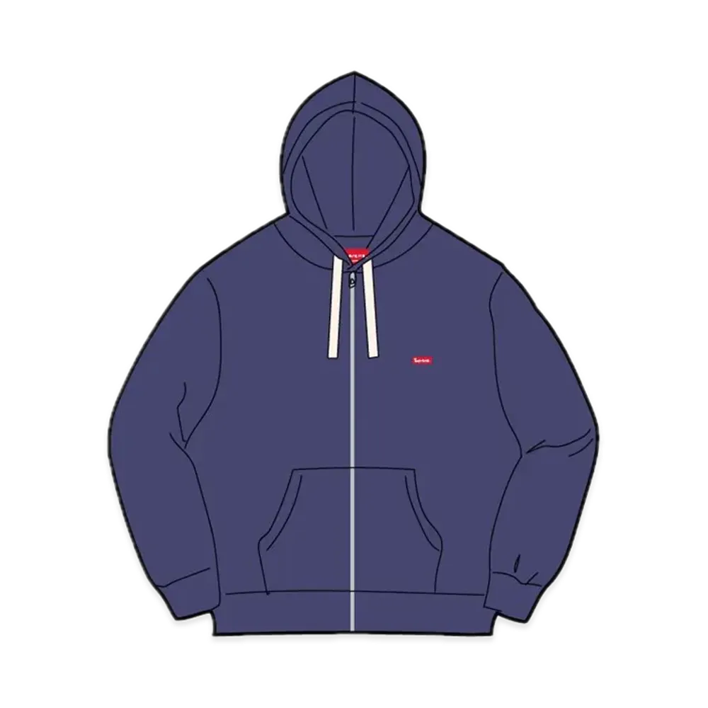 Supreme Small Box Drawcord Zip Up Hooded Sweatshirt "Washed Navy"