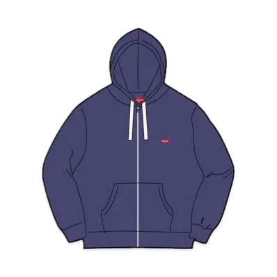Supreme Small Box Drawcord Zip Up Hooded Sweatshirt "Washed Navy"