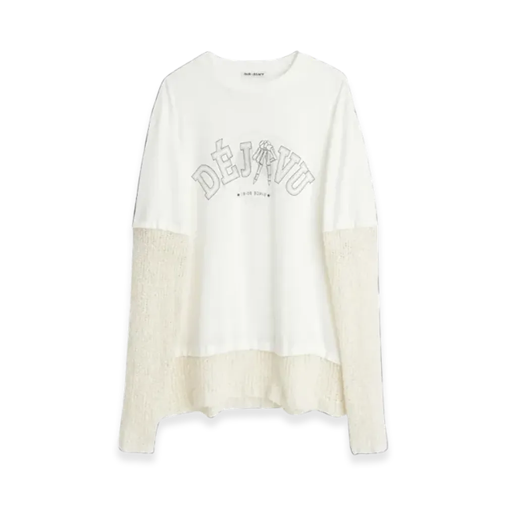 OUR LEGACY Deja Vu Print Mix Long Sleeve T-Shirt "White"