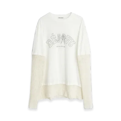 OUR LEGACY Deja Vu Print Mix Long Sleeve T-Shirt "White"