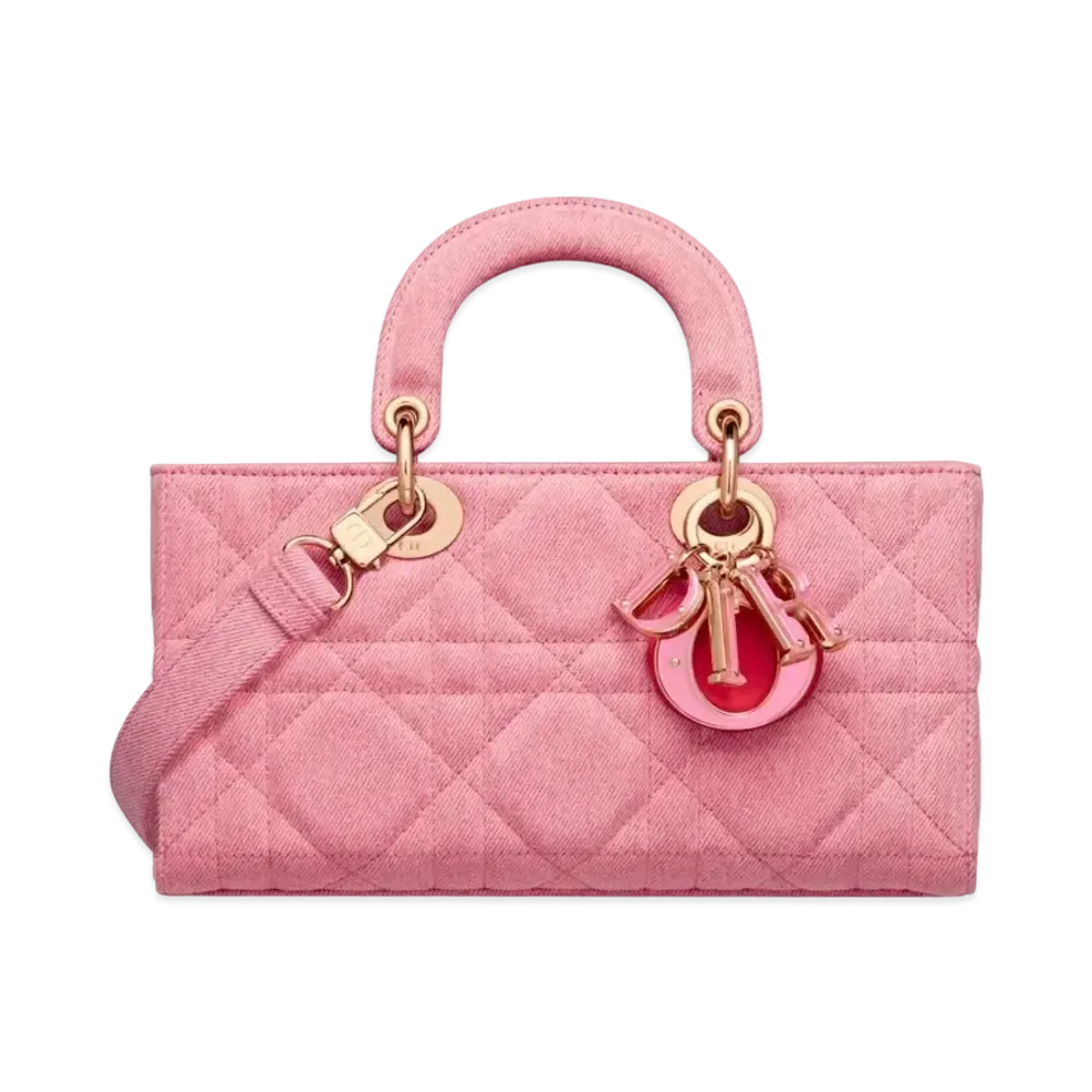 Dior Lady D-Joy Bag Cannage Denim "Bright Pink"