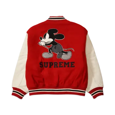 Supreme x Number (N)ine x Mickey Mouse Varsity Jacket "Red"