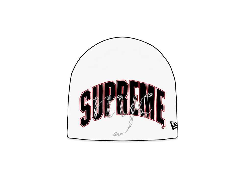 Supreme New Era Rhinestone Beanie "White"