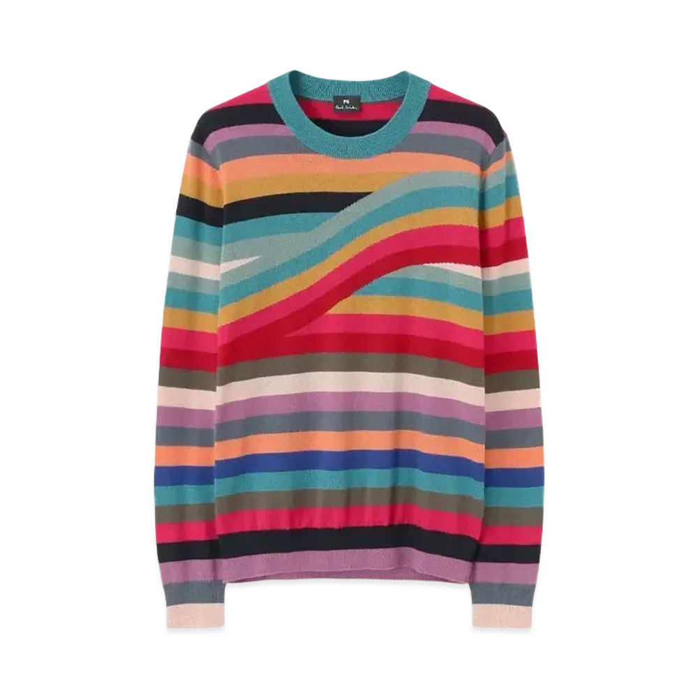 Paul Smith Women's Swirl Striped Wool Sweater "Multi"