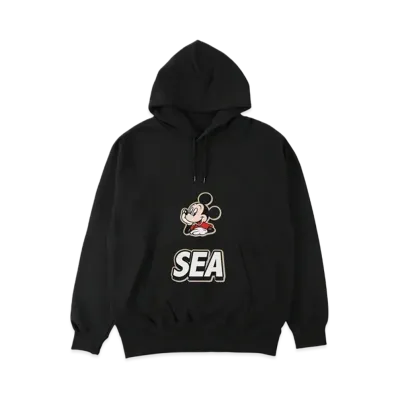 WIND AND SEA x Disney Mickey Front Pocket Hooded Sweat Shirt "Black"