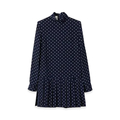 MIU MIU Women's Printed Crepe De Chine Dress "Blue/Ivory"
