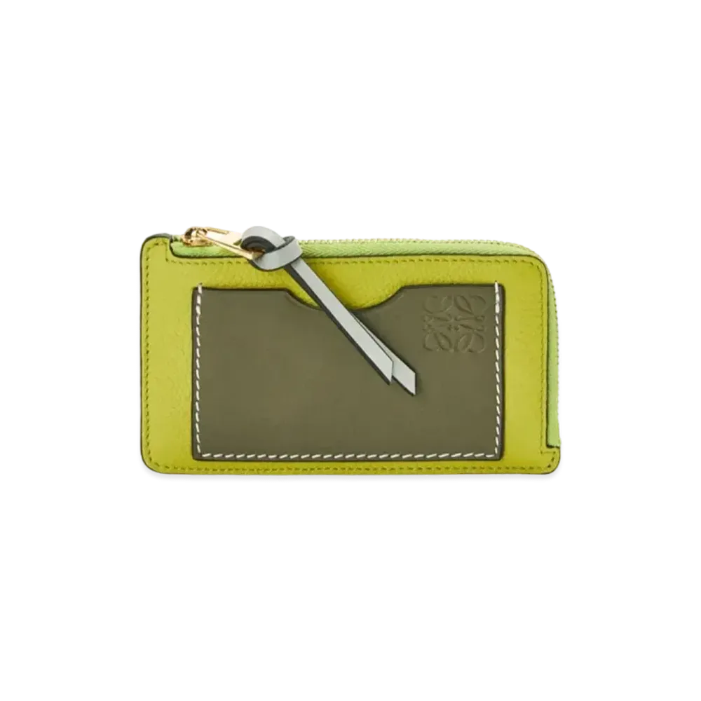 LOEWE Coin Cardholder In Soft Grained Calfskin "Lime Yellow/Avocado Green"