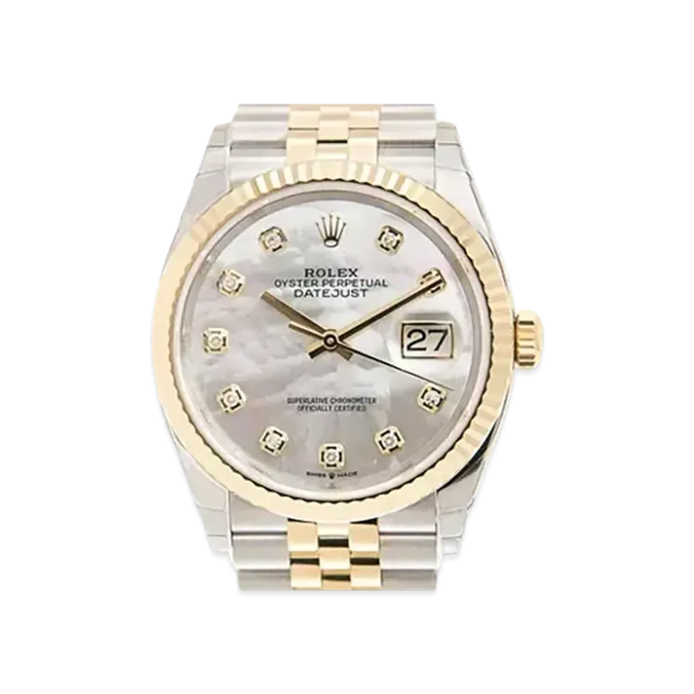 ROLEX Datejust 36 White Shell Dial 10P Diamonds 126233NG