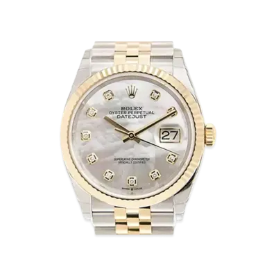 ROLEX Datejust 36 White Shell Dial 10P Diamonds 126233NG