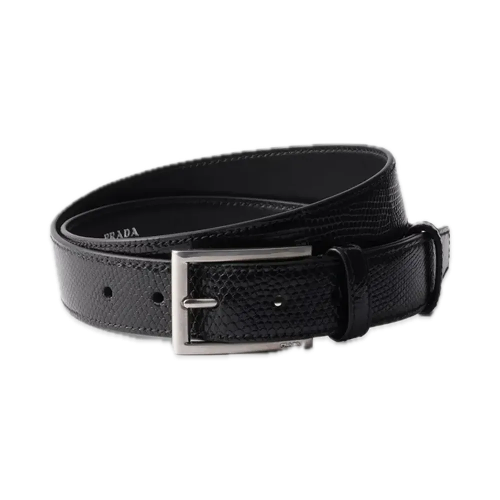 PRADA Lizard Leather Belt "Black"