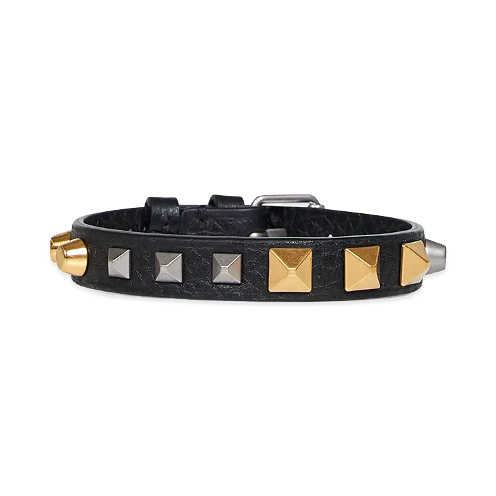Valentino Rockstud Leather Bracelet "Black"