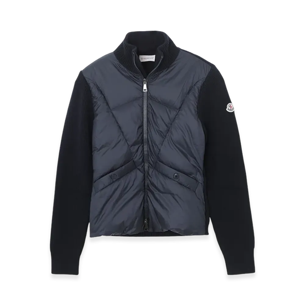MONCLER Kids Down Panel Zip-Up Cardigan "Navy"