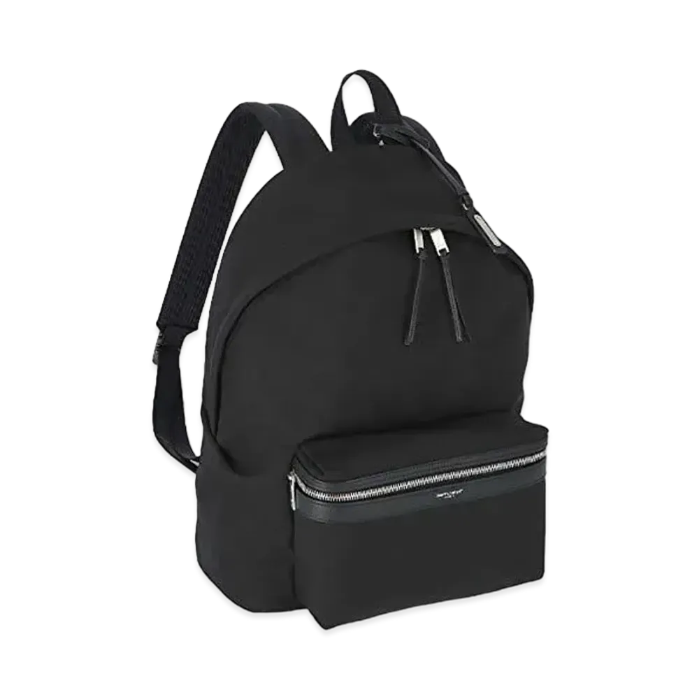 SAINT LAURENT City Backpack In Nylon Canvas And Leather "Black"