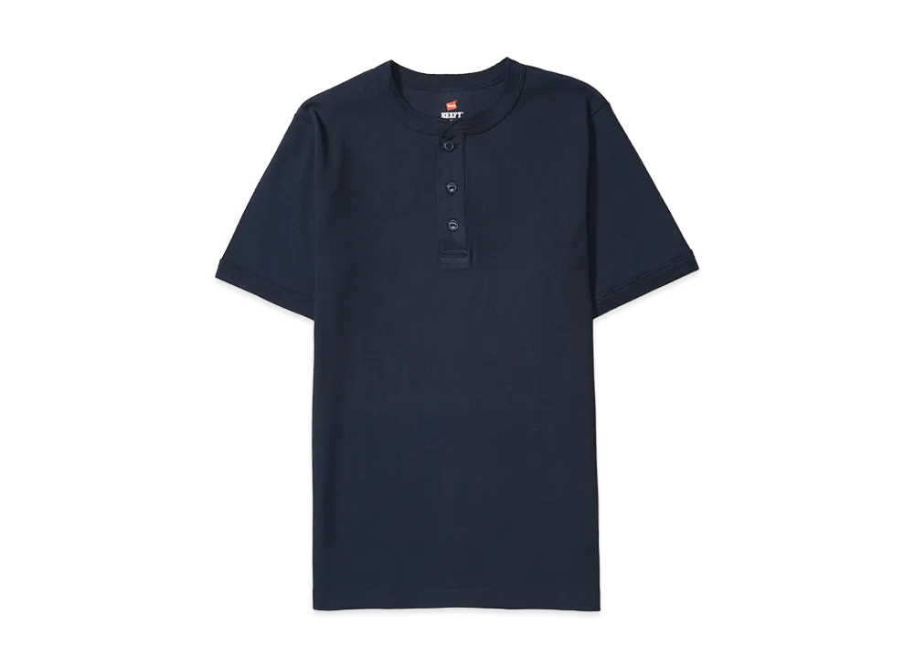 Hanes BEEFY Rib Henleyneck T-shirt "Navy"
