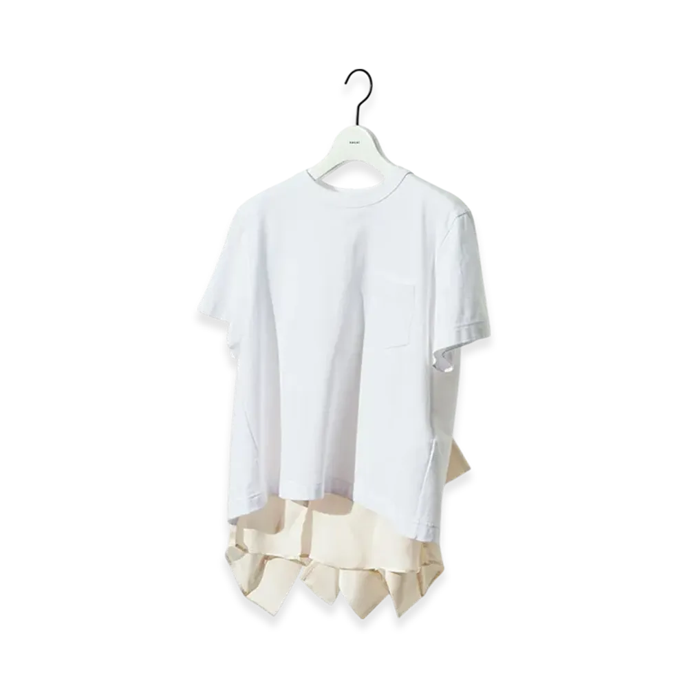 sacai Satin x Cotton Jersey T-Shirt "White"