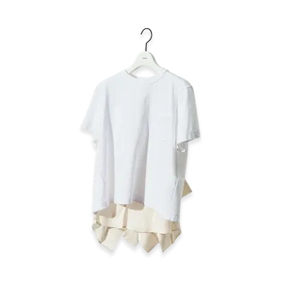 sacai Satin x Cotton Jersey T-Shirt "White"