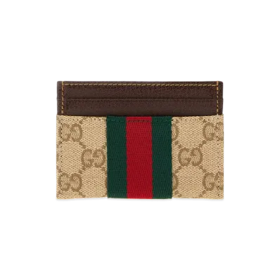 GUCCI Women's GG Canvas Card Holder "Beige"