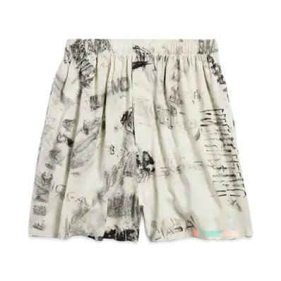 BALENCIAGA Washed Crayon Allover Pajama Shorts "Grey"