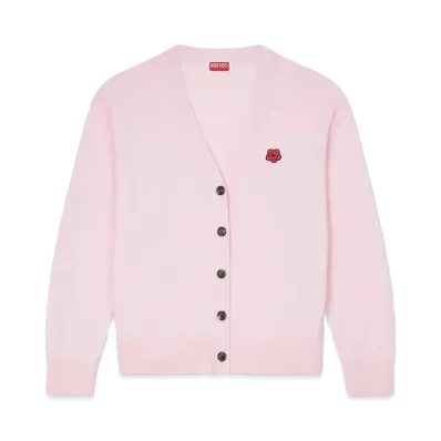 KENZO 'BOKE FLOWER' Embroidery V-neck Cardigan "Faded Pink"