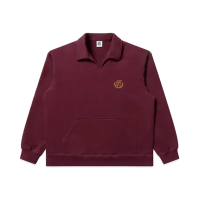 BlackEyePatch Royal B Emblem Collared Sweat Pullover "Burgundy"