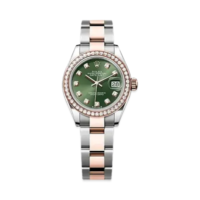 ROLEX Lady-Datejust 28mm Oystersteel & Everose Gold Diamond 279381RBR "Olive Green"