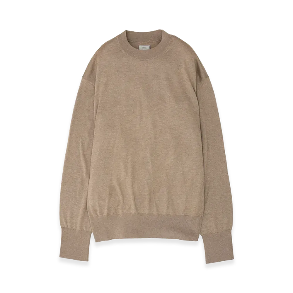 YOKE Silk Cashmere Knit Crewneck Sweater "Top Beige"