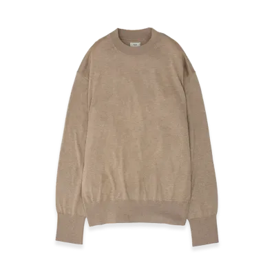 YOKE Silk Cashmere Knit Crewneck Sweater "Top Beige"