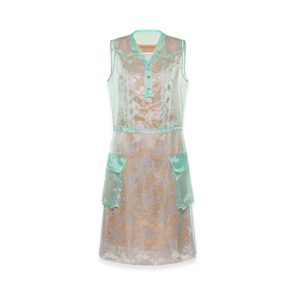 Maison Margiela Sheer Tea Dress "Emerald/Antique Rose"