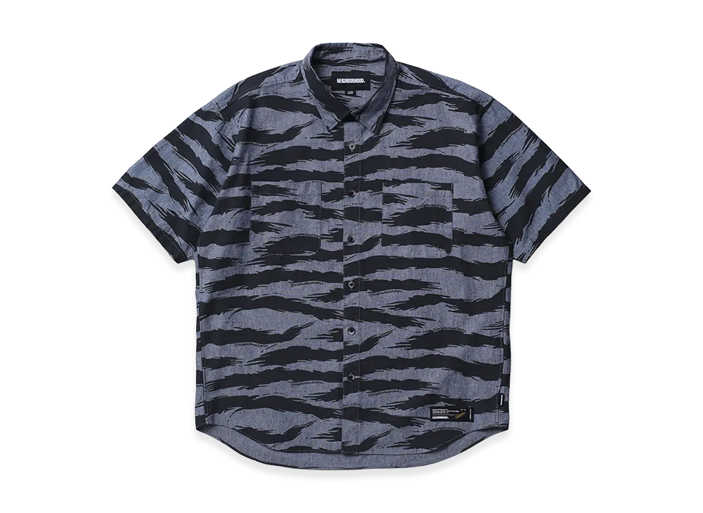 NEIGHBORHOOD Camo Pattern Chambray Shirt SS "Indigo"