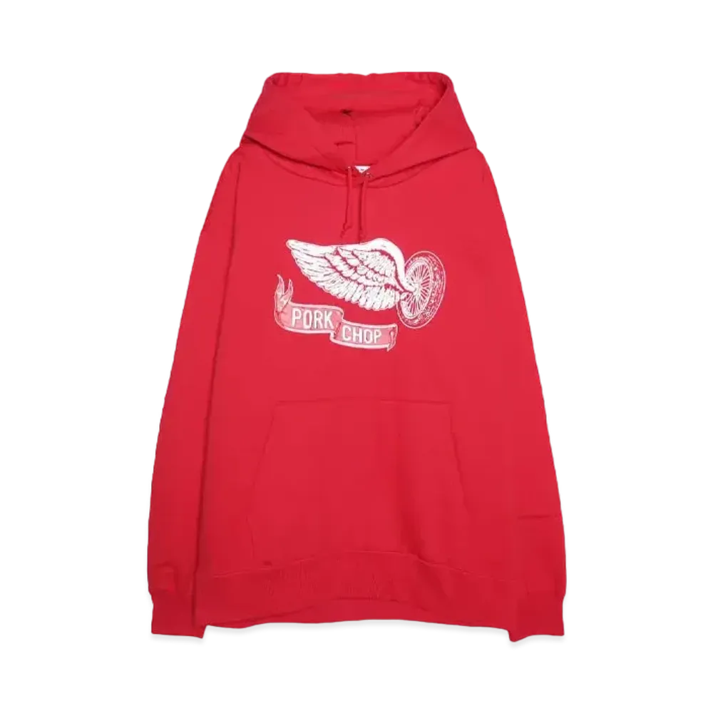 PORKCHOP x MASSES SWEAT HOODED FLYING WEEL P "RED"