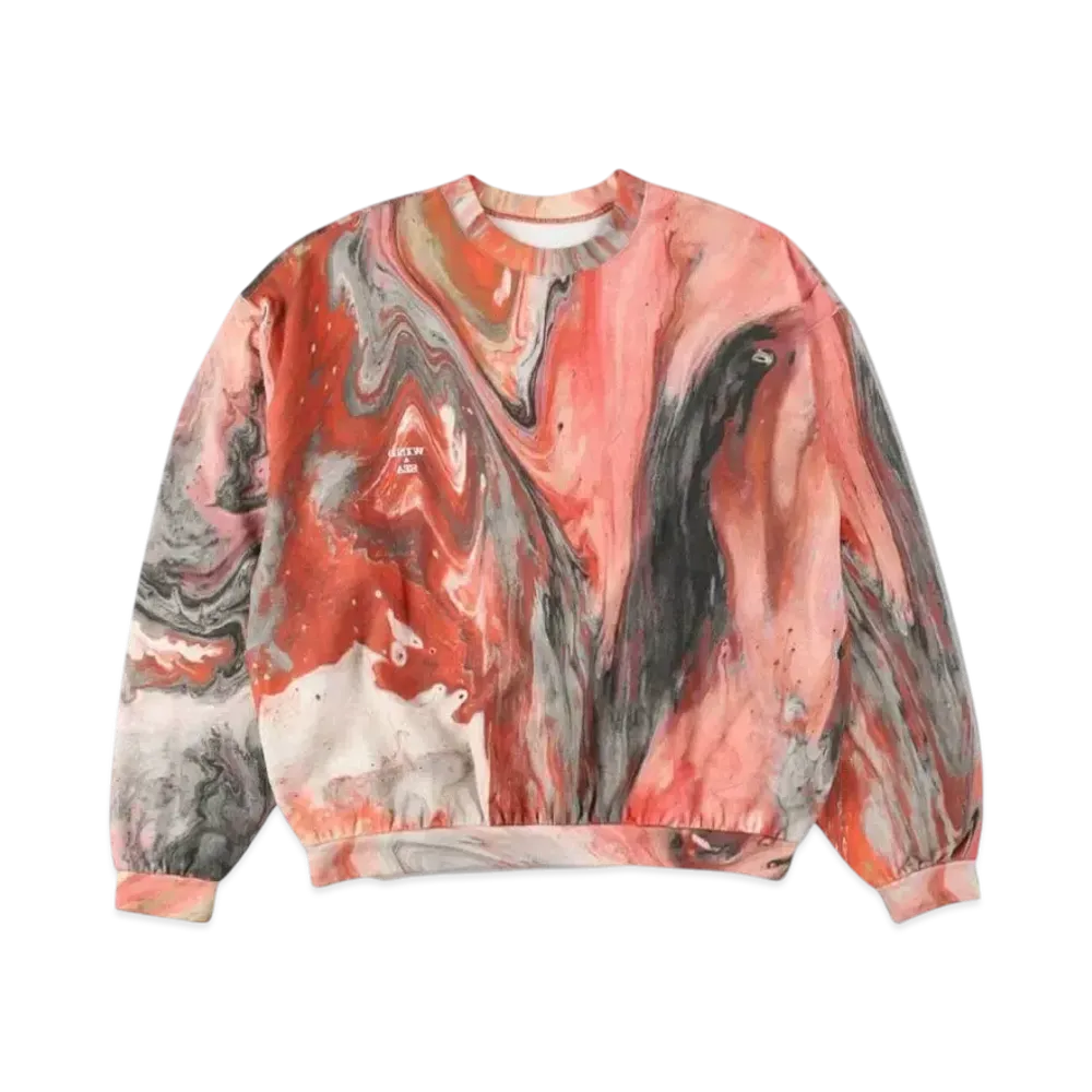 WIND AND SEA x AAAMYYY Marble Printed Crew Neck "Red"