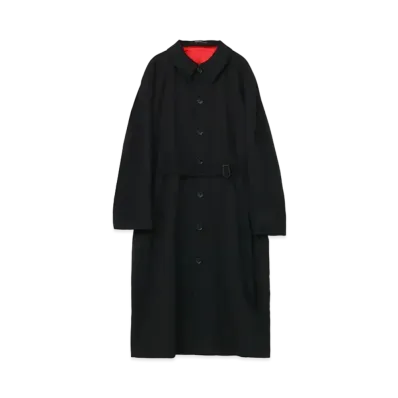 Yohji Yamamoto Pour Homme W/GARBARDINE LINING ROKUMEIKAN PRINT RAGLAN SLEEVE COAT "Black"