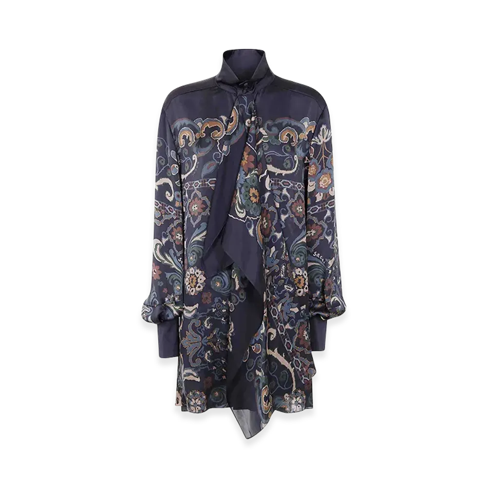 sacai Women's Turtle Neck Floral Print Dress "Navy"