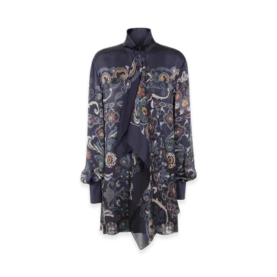 sacai Women's Turtle Neck Floral Print Dress "Navy"