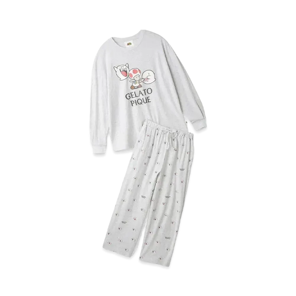 GELATO PIQUE x SUPER MARIO Long T & Long Pants Set "Gray"