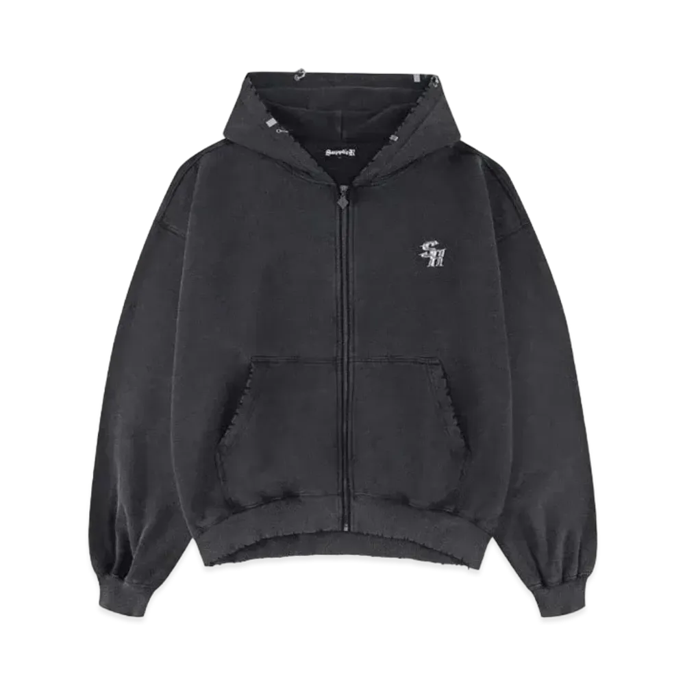 SUPPLIER Vintage Wash Pierced Zip Hoodie "Black"