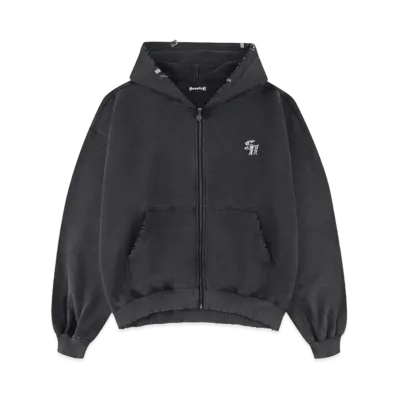SUPPLIER Vintage Wash Pierced Zip Hoodie "Black"