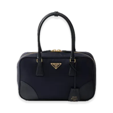 PRADA Re-Edition 1978 Re-Nylon x Saffiano Leather Medium Double-Handle Bag "Navy"