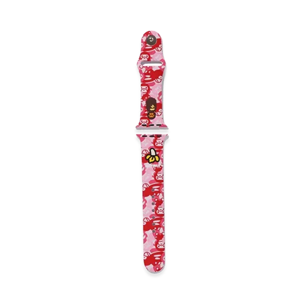 A BATHING APE MBC Milo Camo Watch Band "Pink"