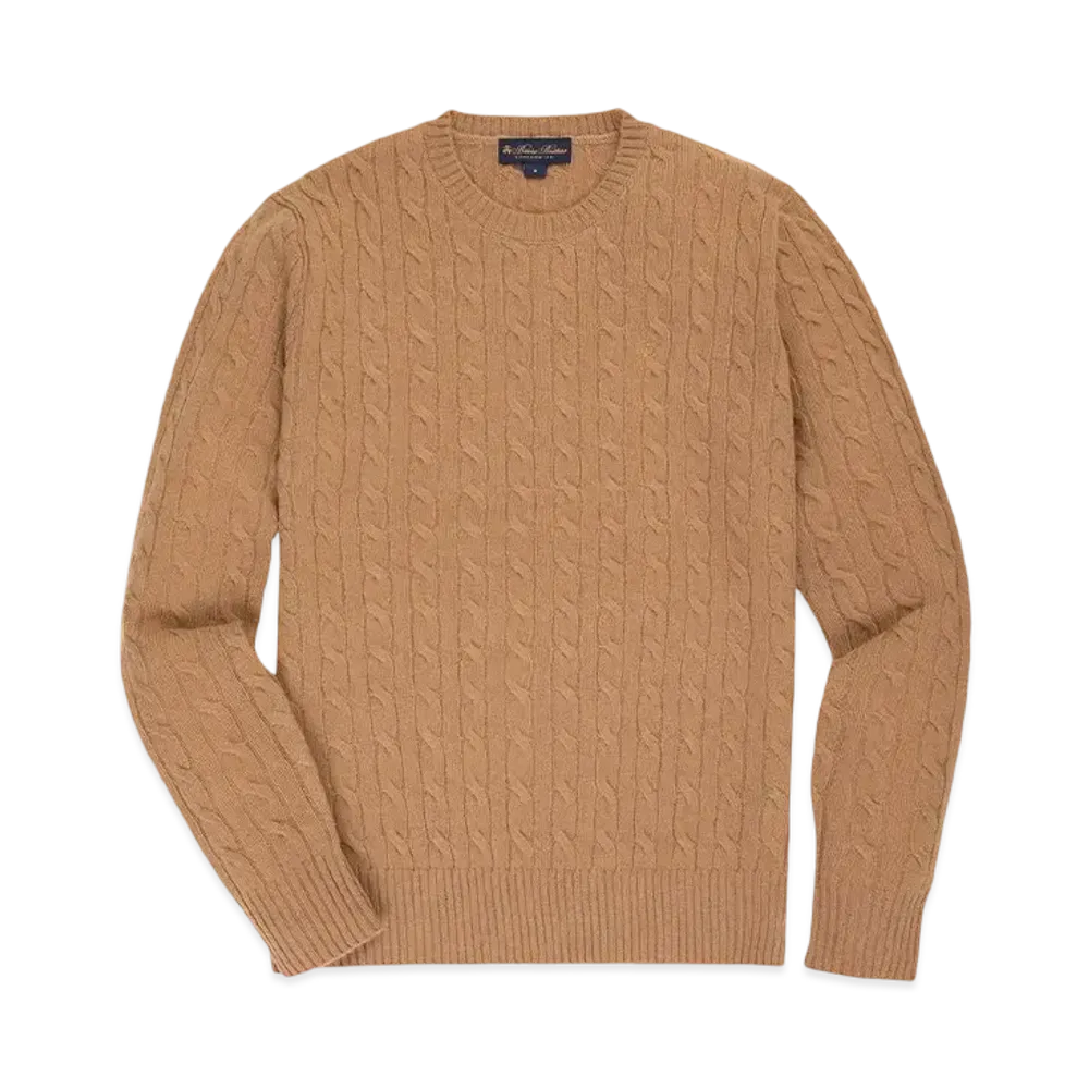 Brooks Brothers Wool GF Logo Cable Cewneck Sweater "Beige"