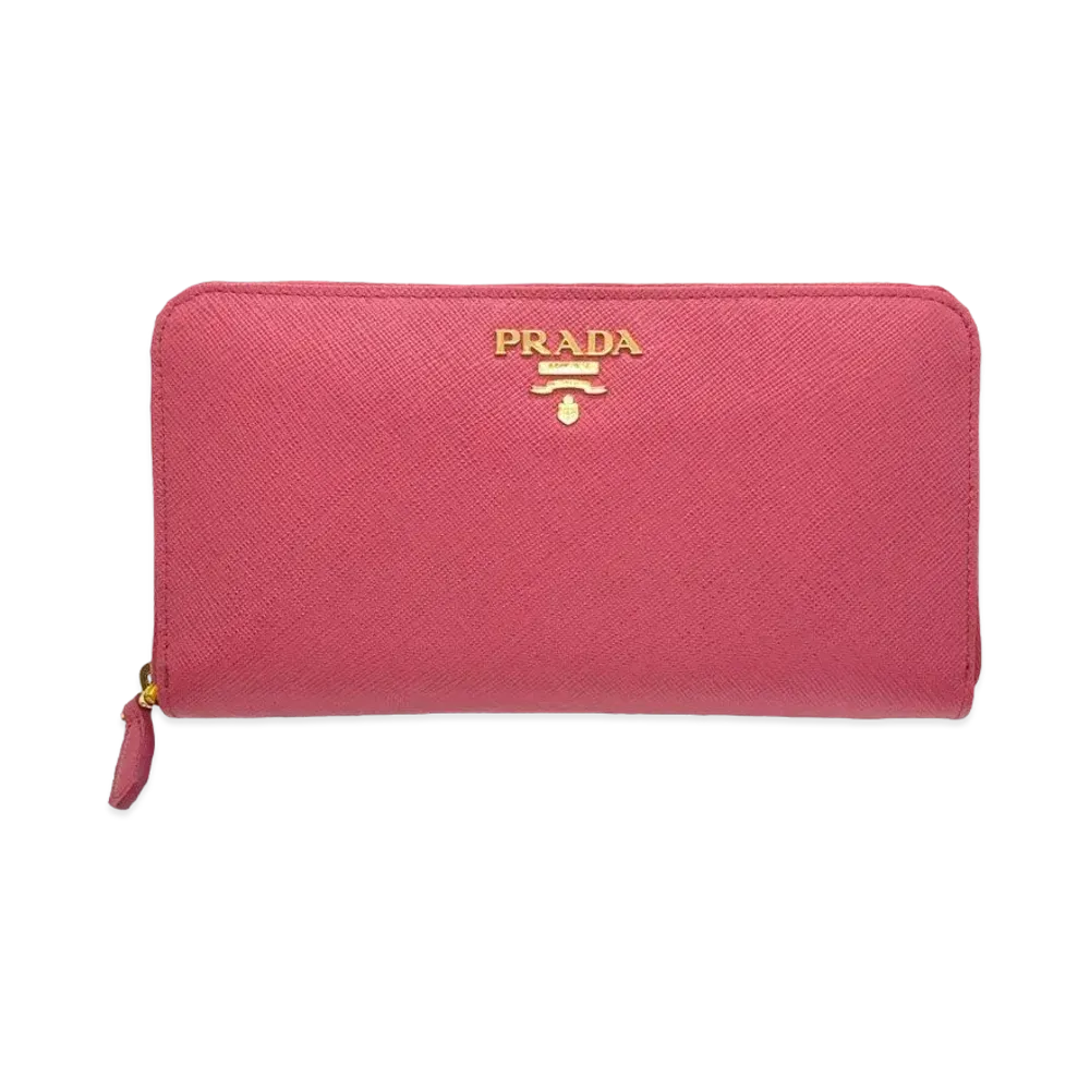 PRADA Saffiano Leather Round Long Wallet "Pink"