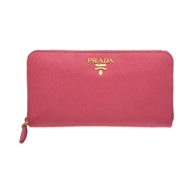 PRADA Saffiano Leather Round Long Wallet "Pink"