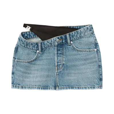 Alexander Wang Denim Asymmetric Bikini Layered Mini Skirt "Vintage Light Indigo"