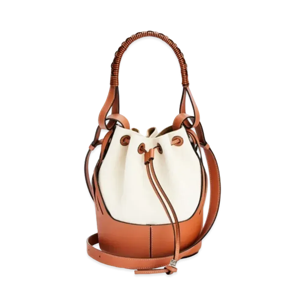 LOEWE Small Ikebana Balloon In Calfskin And Textile "Ecru / Tan"