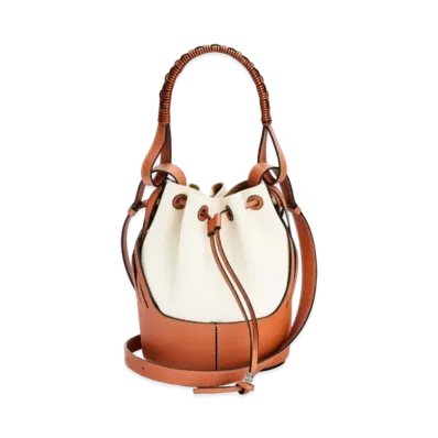LOEWE Small Ikebana Balloon In Calfskin And Textile "Ecru / Tan"